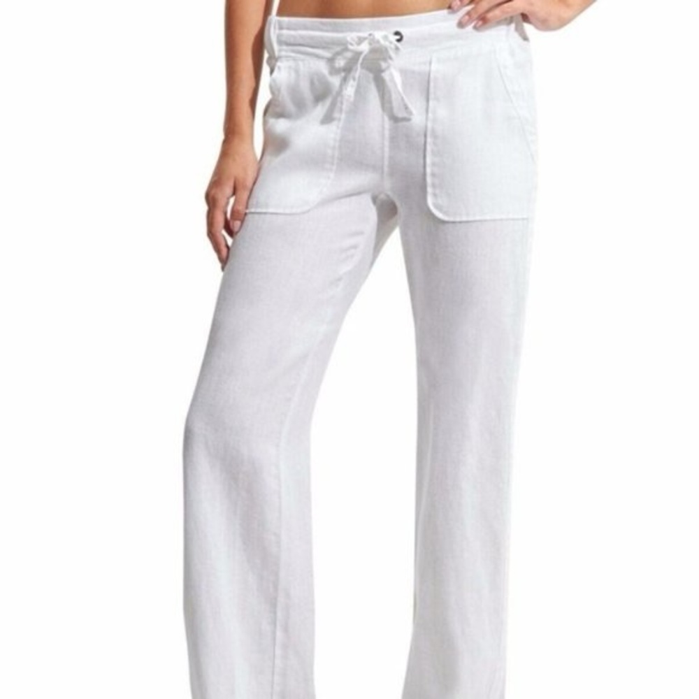 Athleta Women’s 100% Linen Pants in White Size 2P